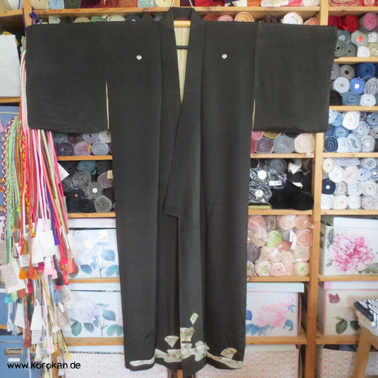 antiker Fächer Tomesode Seiden Kimono