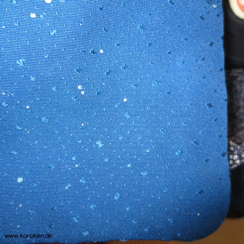 Winter Bambus auf blau Seidencrepe Tsukesage Kimono