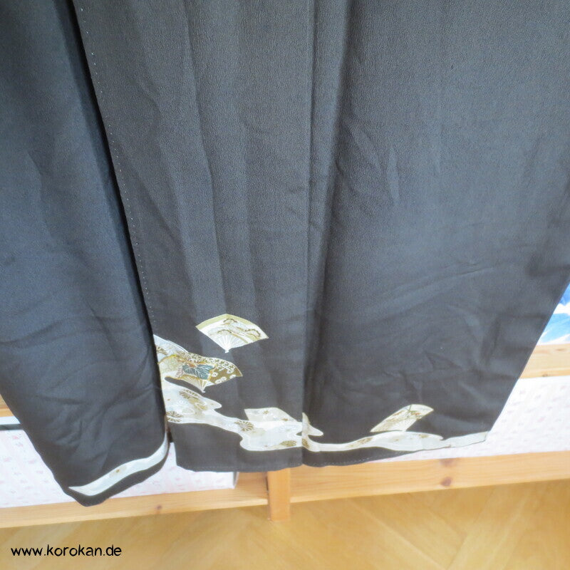antiker Fächer Tomesode Seiden Kimono