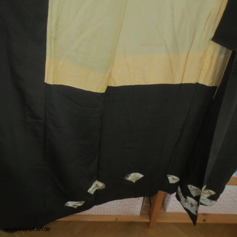 antiker Fächer Tomesode Seiden Kimono