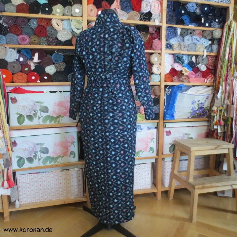umgearbeitetes Kimono Kleid aus Kurume Kasuri Baumwolle
