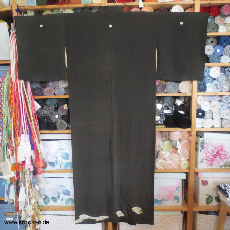 antiker Fächer Tomesode Seiden Kimono