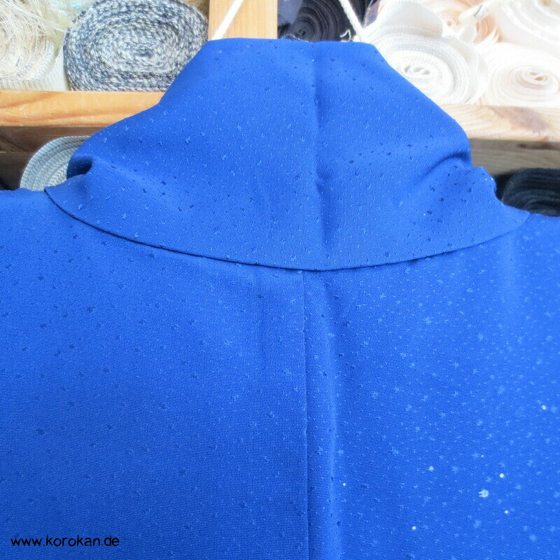 Winter Bambus auf blau Seidencrepe Tsukesage Kimono