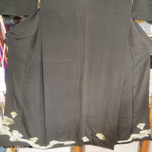 antiker Fächer Tomesode Seiden Kimono