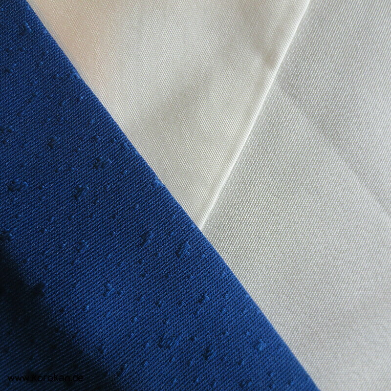Winter Bambus auf blau Seidencrepe Tsukesage Kimono