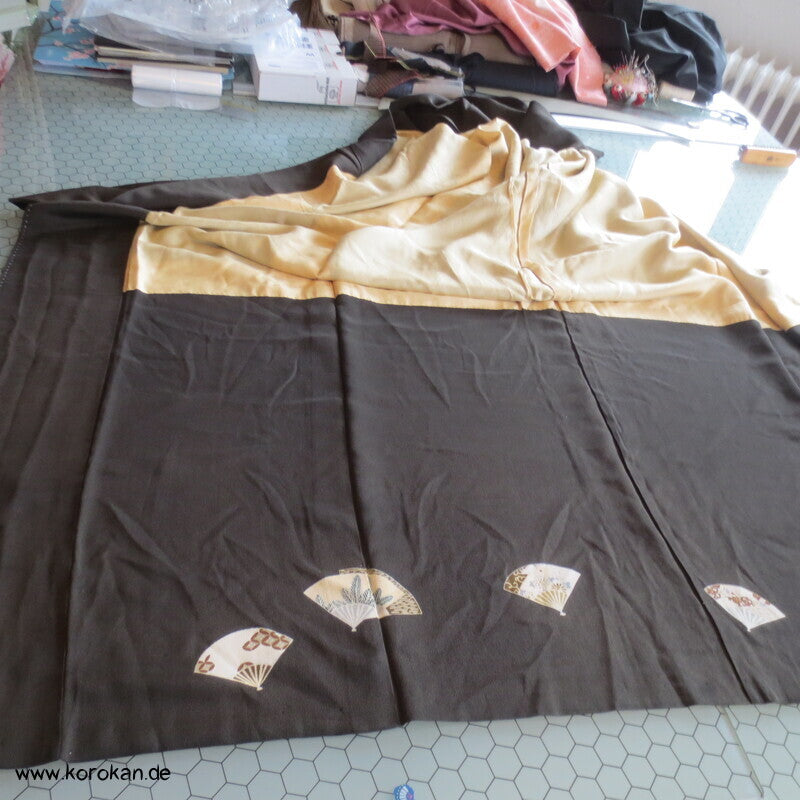 antiker Fächer Tomesode Seiden Kimono