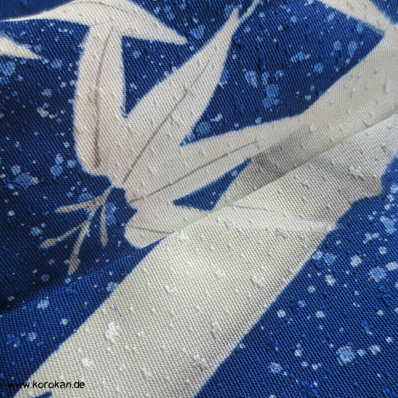 Winter Bambus auf blau Seidencrepe Tsukesage Kimono