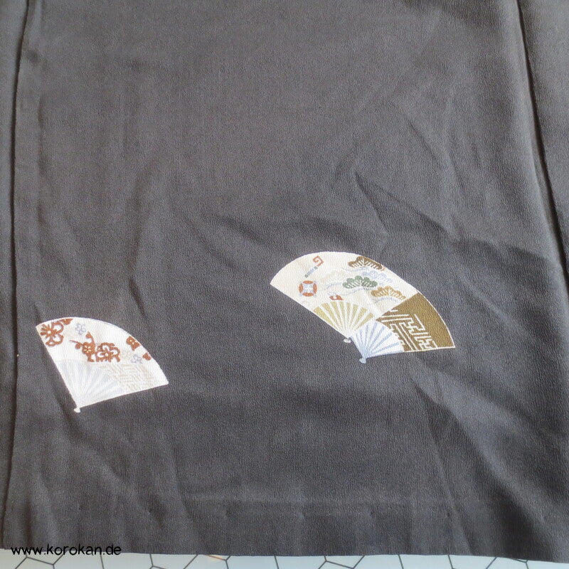 antiker Fächer Tomesode Seiden Kimono