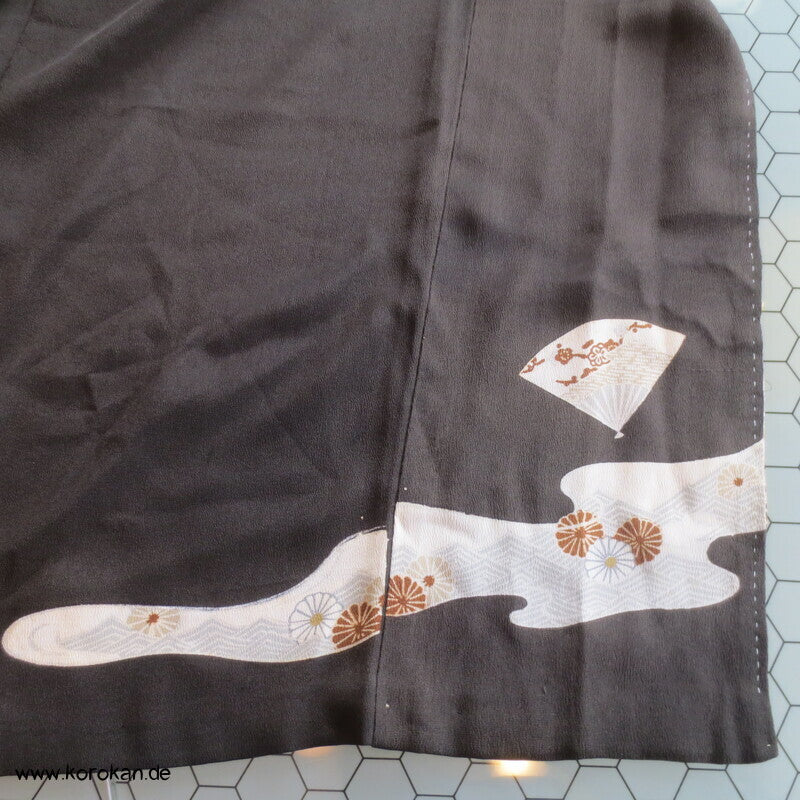 antiker Fächer Tomesode Seiden Kimono
