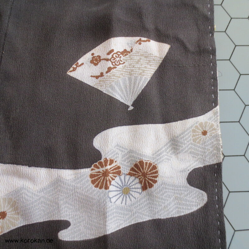 antiker Fächer Tomesode Seiden Kimono