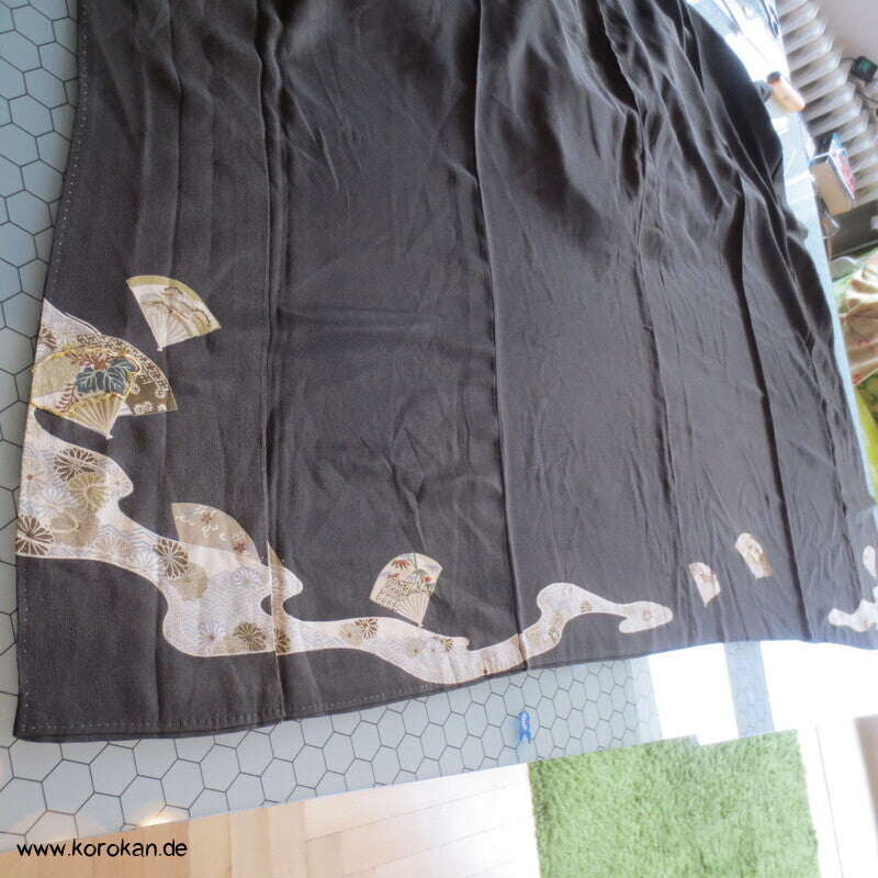 antiker Fächer Tomesode Seiden Kimono