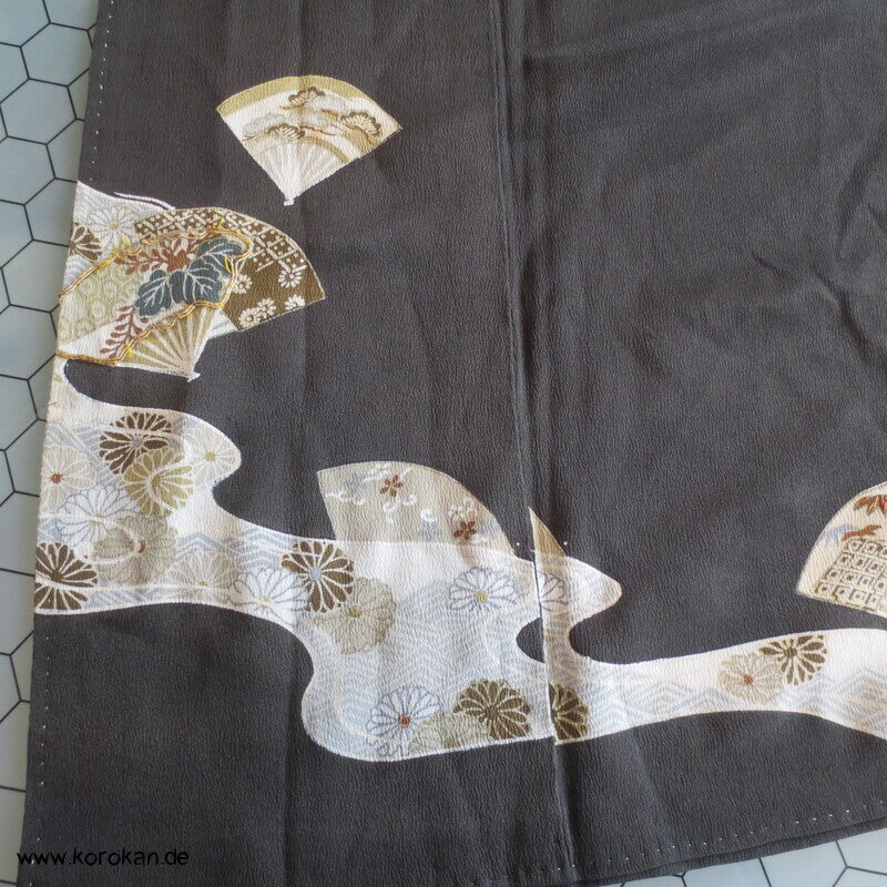 antiker Fächer Tomesode Seiden Kimono