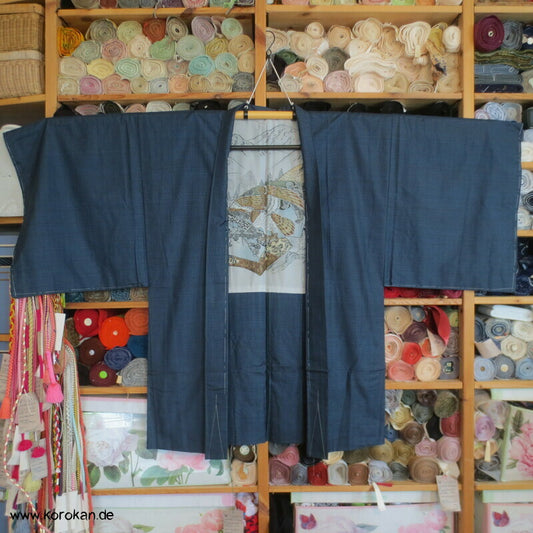 Adlerfutter Tsumugi Seiden blaue Haori