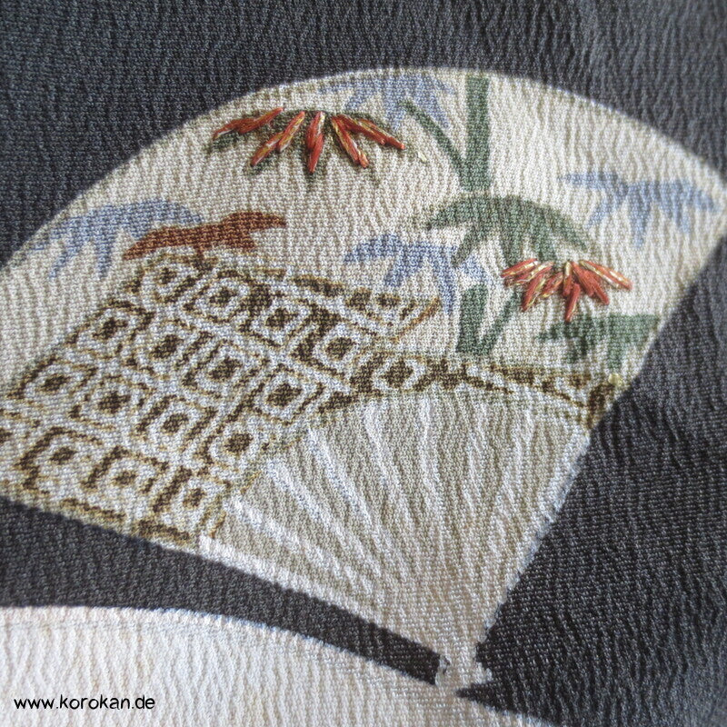 antiker Fächer Tomesode Seiden Kimono