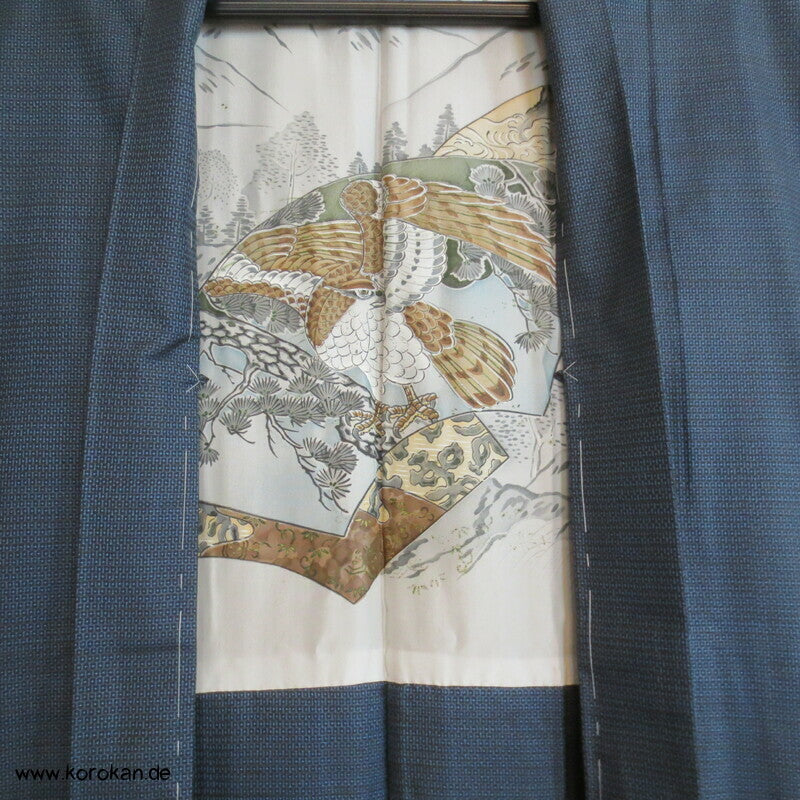 Adlerfutter Tsumugi Seiden blaue Haori