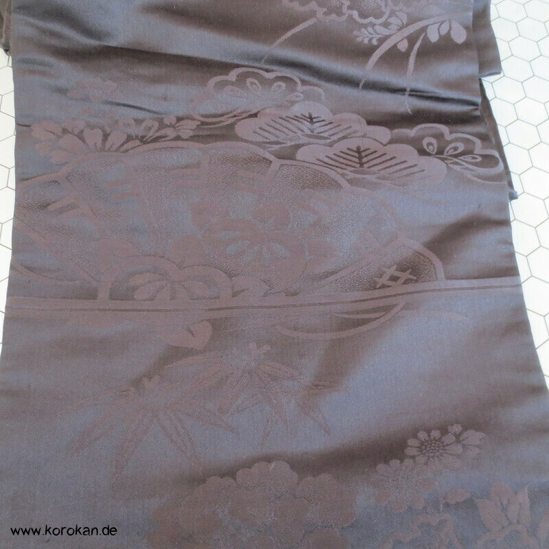 schwarzer Päonien Satin Nagoya Obi