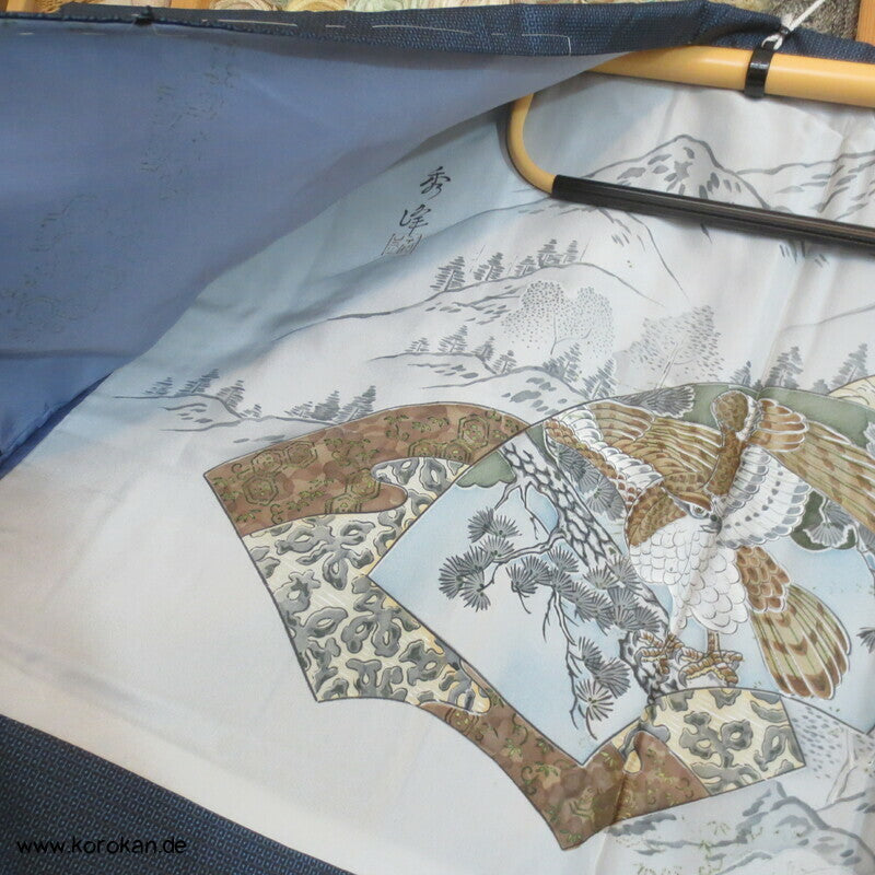 Adlerfutter Tsumugi Seiden blaue Haori
