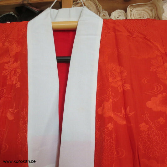 hellrote Rinzu Damast Seide Juban Unterkimono, Shochikubai