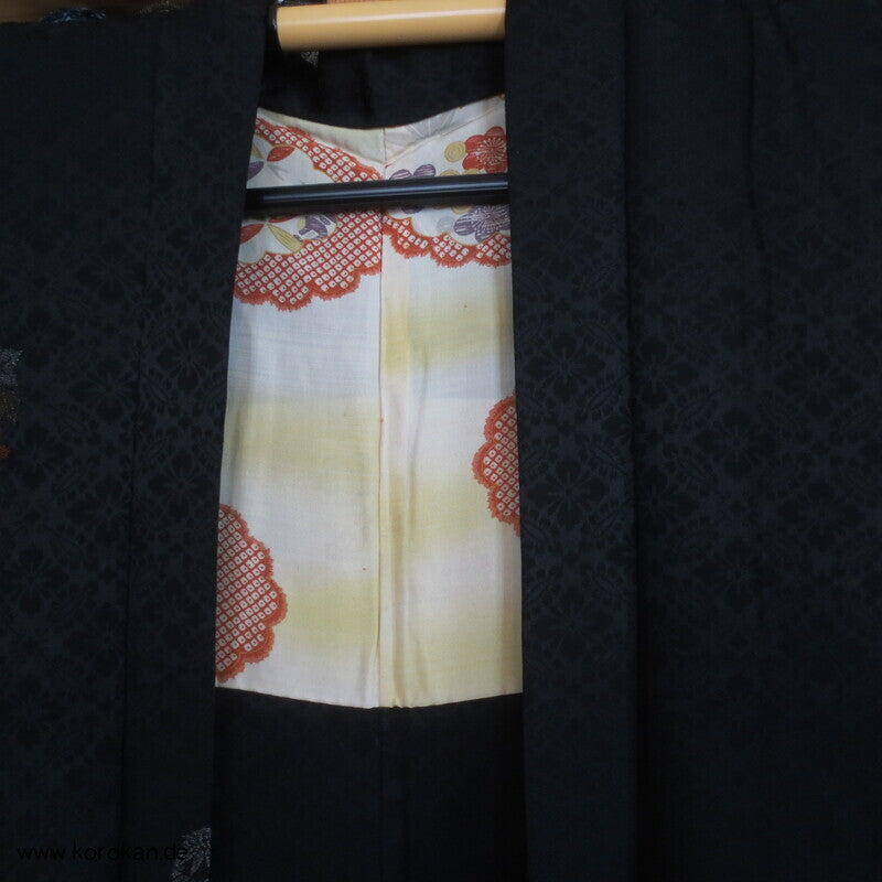 Urushi Blumenrondelle Seidenjacquard Haori Kimono Jacke