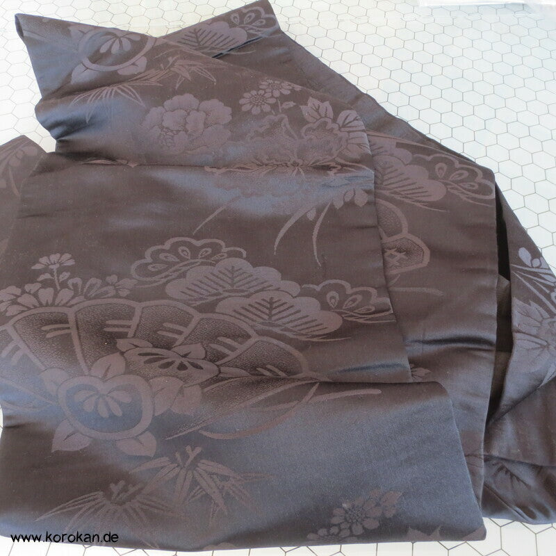 schwarzer Päonien Satin Nagoya Obi