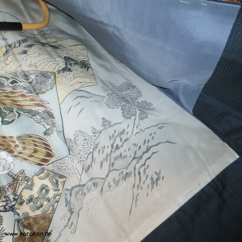 Adlerfutter Tsumugi Seiden blaue Haori