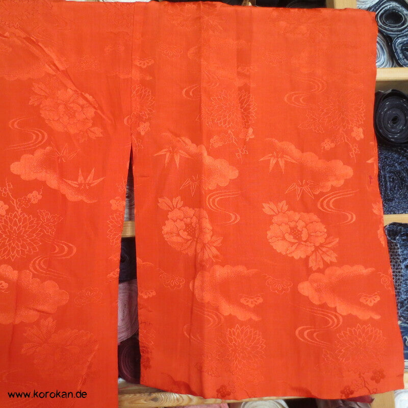 hellrote Rinzu Damast Seide Juban Unterkimono, Shochikubai