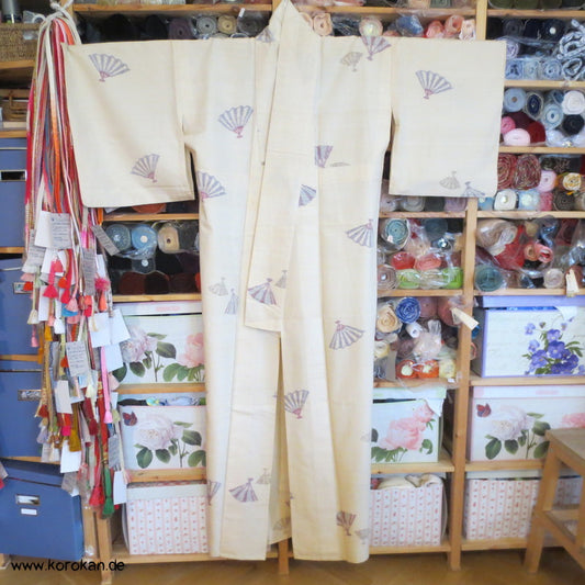 Fächer Kasuri Tsumugi Hitoe Kimono