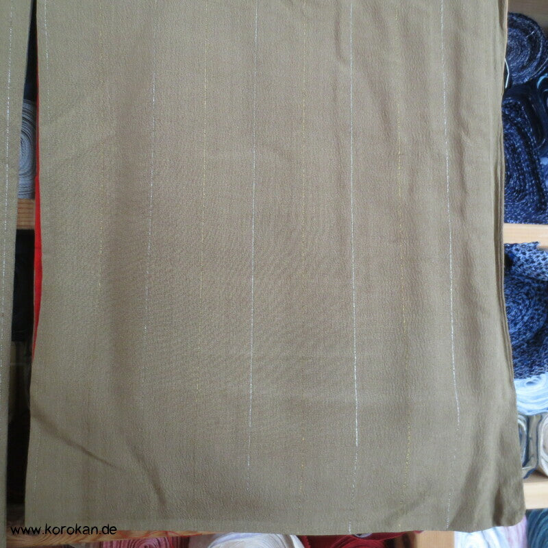 antiker Tempel Irotomesode Japan Kimono, Seidencrepe oliv
