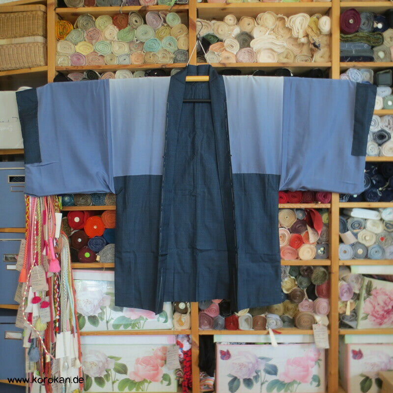 Adlerfutter Tsumugi Seiden blaue Haori