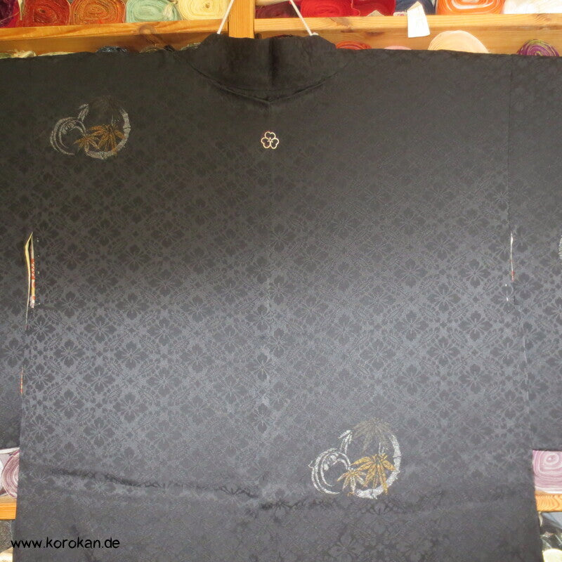 Urushi Blumenrondelle Seidenjacquard Haori Kimono Jacke
