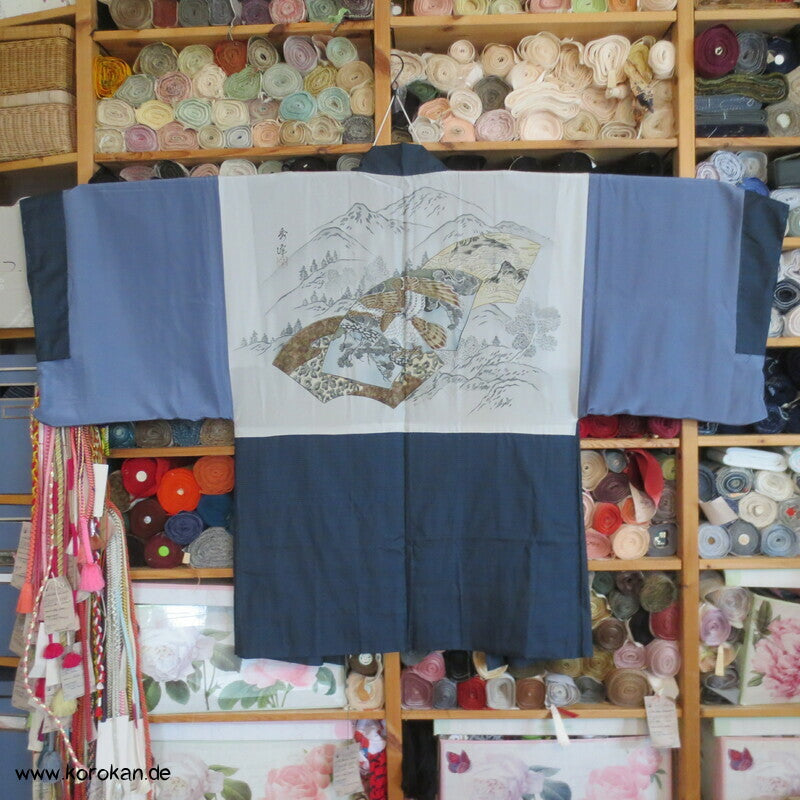 Adlerfutter Tsumugi Seiden blaue Haori