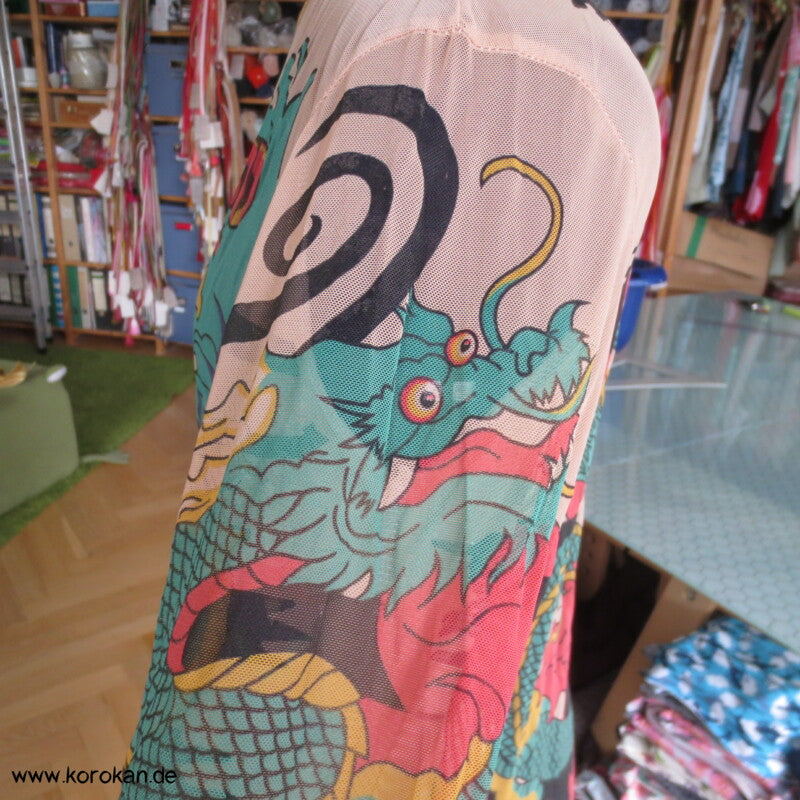 Tiger und Drachen Netzshirt langarm dehnbar
