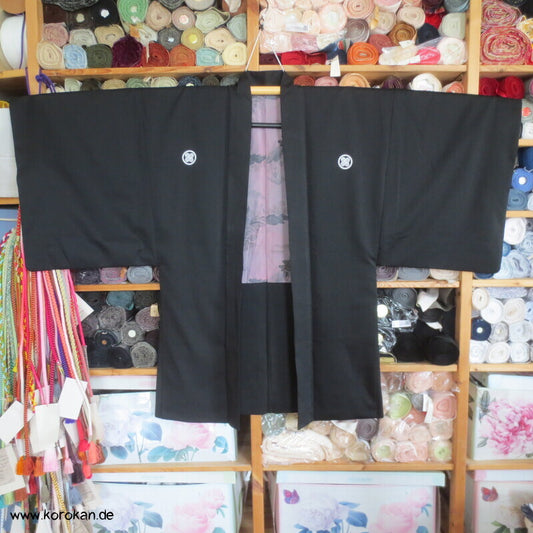 5 Mon schwarze Haori Kimono Jacke