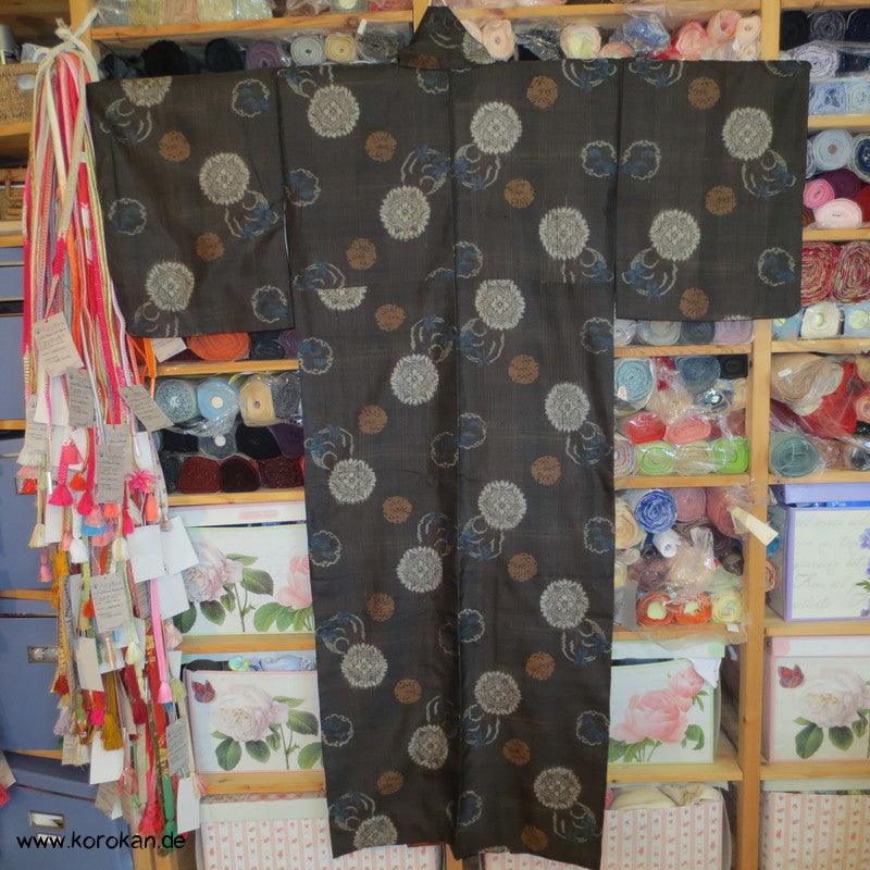 Spiegelmuster Meisen Seiden Komon Kimono