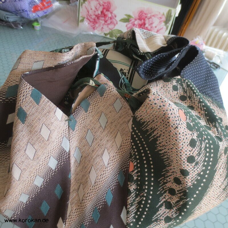 Upcycling Krawatten Rucksack Durchzugband Taschen- Synthetik
