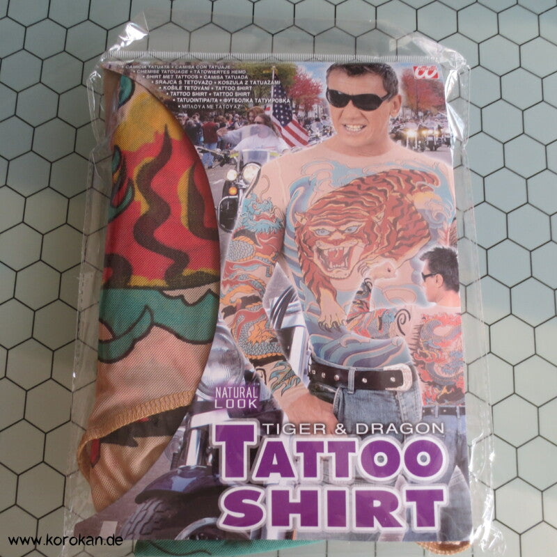 Tiger und Drachen Netzshirt langarm dehnbar