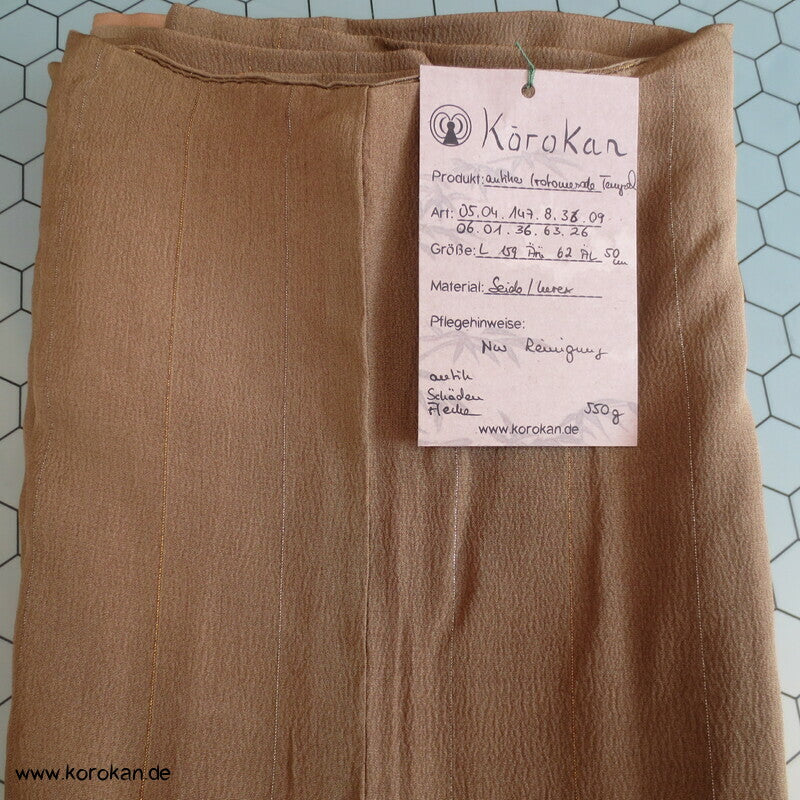 antiker Tempel Irotomesode Japan Kimono, Seidencrepe oliv