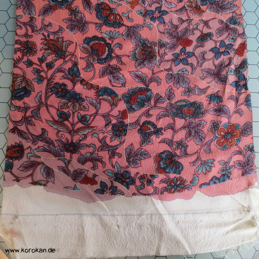 Bingata Michinagadori Chirimen Crepe Kimono Seide