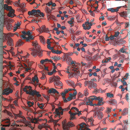 Bingata Michinagadori Chirimen Crepe Kimono Seide