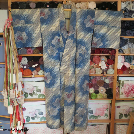 Bluebell Ballonblumen Meisen Hitoe Kimono, nur Material