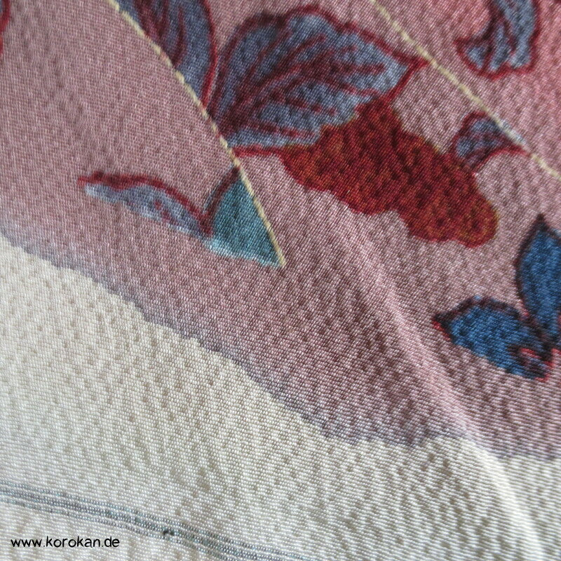 Bingata Michinagadori Chirimen Crepe Kimono Seide