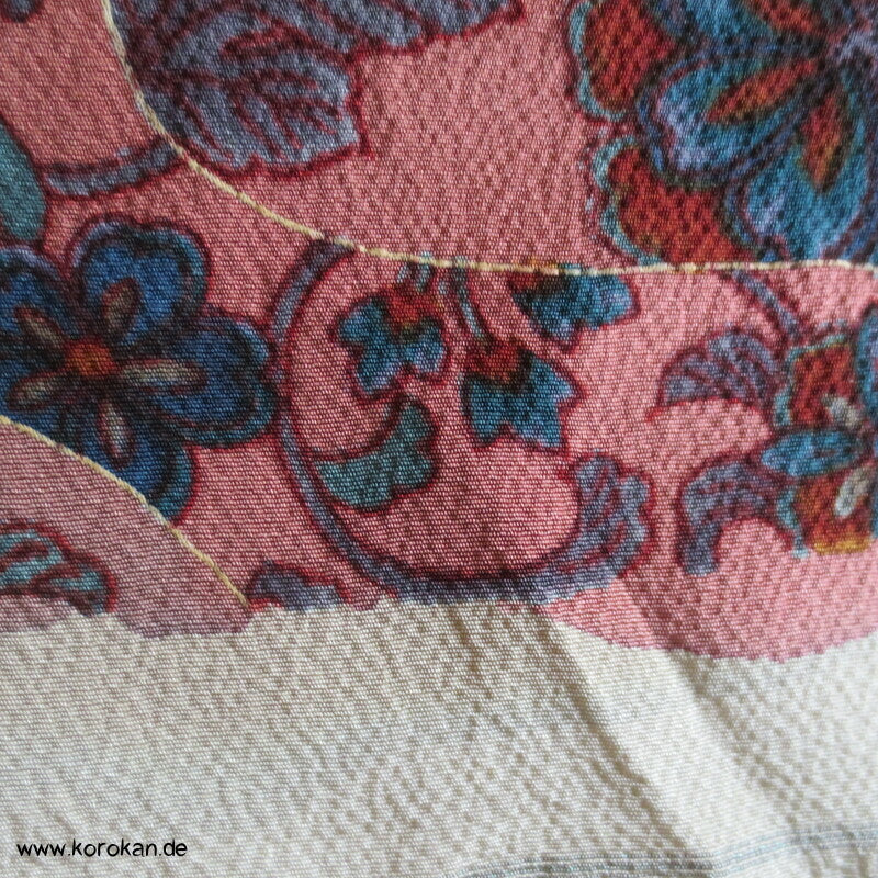 Bingata Michinagadori Chirimen Crepe Kimono Seide