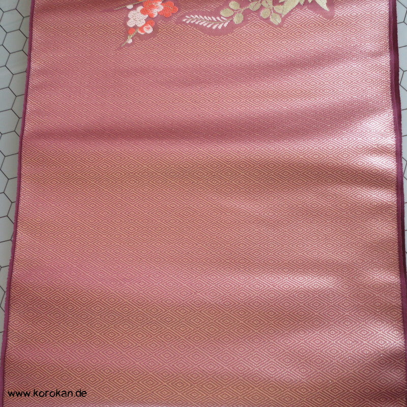 Diamantmuster und Blumenbouquet Nagoya Obi Seidenbrokat