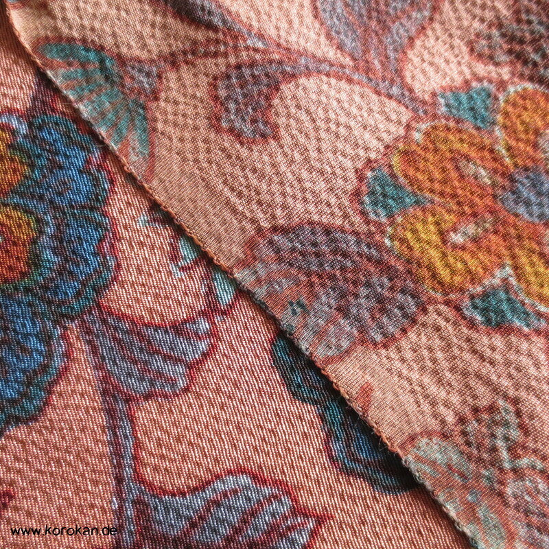 Bingata Michinagadori Chirimen Crepe Kimono Seide