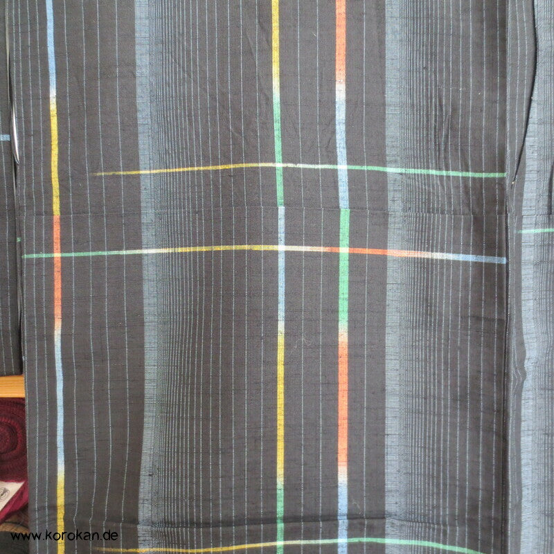Regenbogenkaro Kasuri Tsumugi Seiden Kimono