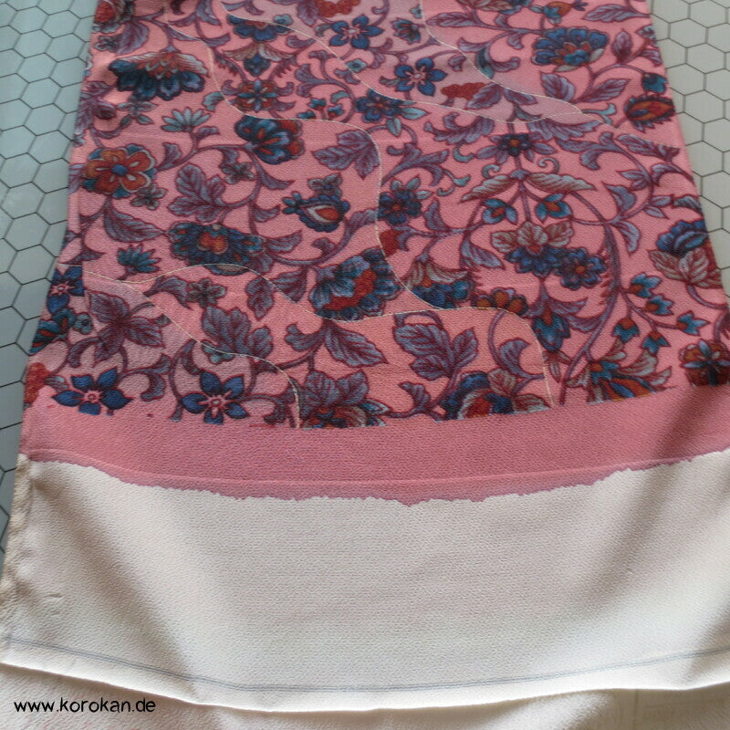 Bingata Michinagadori Chirimen Crepe Kimono Seide