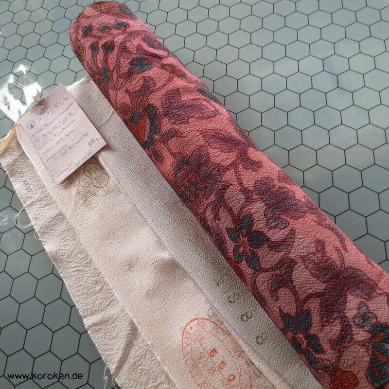 Bingata Michinagadori Chirimen Crepe Kimono Seide