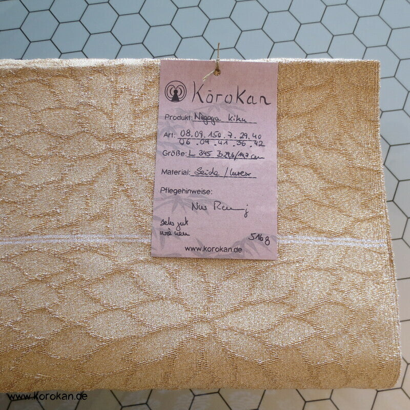 Nagoya Obi allover Chrysanthemen rot - gold