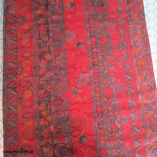 Blütenstreifen Kimono Seiden Rinzu Damast