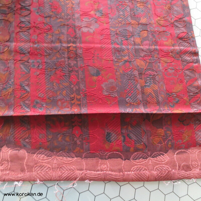 Blütenstreifen Kimono Seiden Rinzu Damast